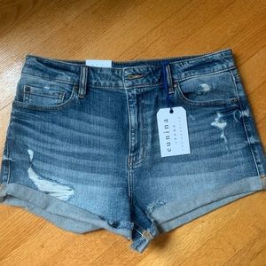 Eunina. Kara Super High Rise Low Rolled shorts. NWT